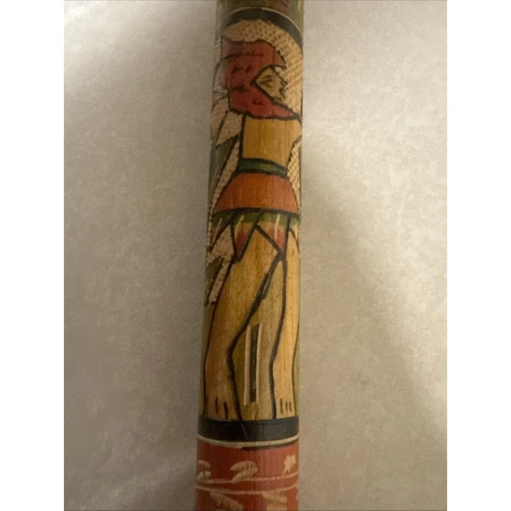 Vintage Original 80's Mexico Hand Carved & Painted Wooden Pinata Bat Stick 23